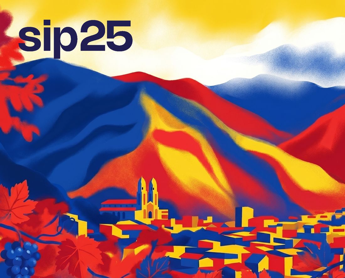Artwork sip25 Colombia Risaralda Milan — munți albaștri, roșii și galbeni